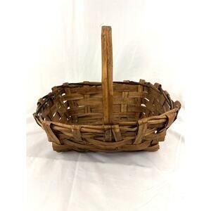 Primitive‎ Split Oak Farmhouse Gathering Woven Basket Made in Italy 16"x13"x13"